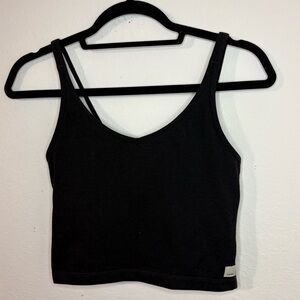 Vuori Black Double Strap Daily Cropped Tank Top size small
